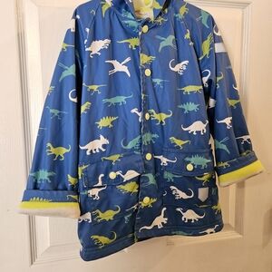 Hatley Blue Dinosaur Raincoat with Yellow Trim